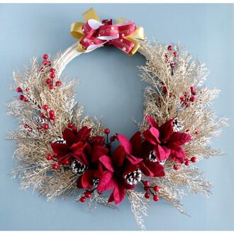 Kerstkrans Dennenappel Krans Rood Fruit Feestelijke Kransen Decoraties Opknoping Hanger Voor Venster Bruiloft Home Decor