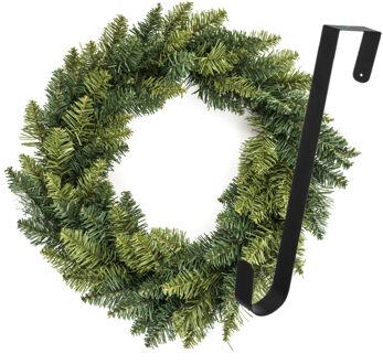 Kerstkrans/dennenkrans - groen - incl. hanger 37,5 cm- D40 cm -kunststof - Kerstkransen