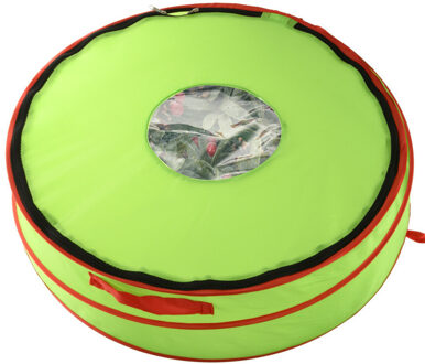 Kerstkrans opbergtas - 60 cm - groen/rood - polyester - kerstkransen opbergen