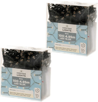 Kerstlichtsnoer - 2x - LED - warm wit - 495 cm - buiten - 100 lampjes - boomverlichting