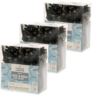 Kerstlichtsnoer - 3x - LED - warm wit - 495 cm - buiten - 100 lampjes - boomverlichting