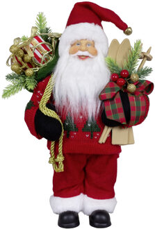 Kerstman beeld - H30 cm - rood - staand - kerstpop - Kerstman pop