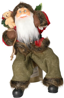 Kerstman beeld - H45 cm - rood - staand - kerstpop - Kerstman pop