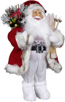 Kerstman beeld - H45 cm - rood - staand - kerstpop - Kerstman pop