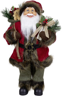 Kerstman beeld - H45 cm - rood - staand - kerstpop - Kerstman pop