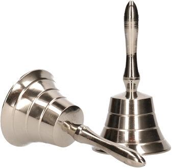 Kerstman bel - 2x - chroom - 11 x 6 cm - kerstbellen - kerstman accessoires