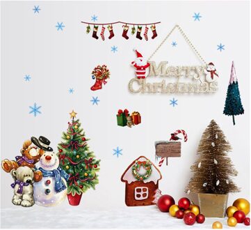 Kerstman Kerst Glas Windows Transparante Film Verwijderbare Muurstickers Art Window Muur Decoraties Decal Stickers #25