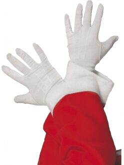 Kerstman korte witte handschoenen - Kerstman verkleed accessoire voor volwassenen