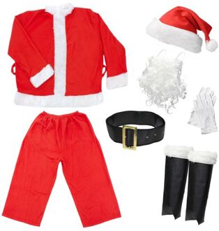 Kerstman kostuum 7-delig rood/wit One Size gemaakt van polyester