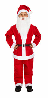 Kerstman kostuum met kerstmuts en baard-kinderen -maat 10-12 jaar -kerstmannenpak Rood