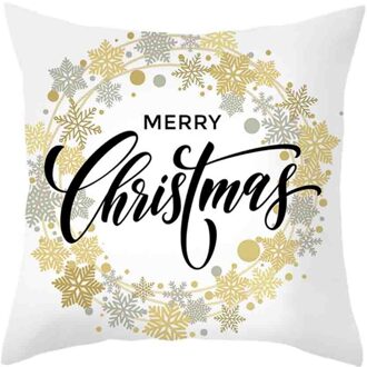 Kerstman Kussenhoes Vrolijk Kerstfeest Decoratie Kussensloop Dorp Pad Set Thuis Familie Winter Sneeuwpop 45X45 Cm # p7