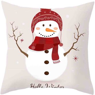 Kerstman Kussenhoes Vrolijk Kerstfeest Decoratie Kussensloop Dorp Pad Set Thuis Familie Winter Sneeuwpop 45X45 Cm # p7