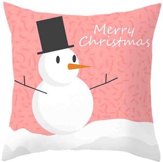 Kerstman Kussenhoes Vrolijk Kerstfeest Decoratie Kussensloop Dorp Pad Set Thuis Familie Winter Sneeuwpop 45X45 Cm # p7