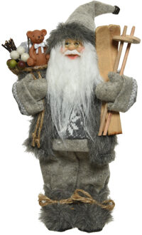 Kerstman polyester l30b17h45cm grs Grijs