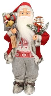 Kerstman pop - 46 cm - kunststof/textiel - staand - kerst decoratie figuur Multi