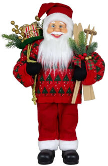 Kerstman pop Victor - H60 cm - rood - staand - kerstman beeld