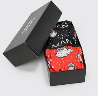 Kerstman Print Boxers (2 Stuks) In Een Doosje, Multi - XS