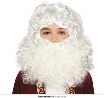 Kerstman Pruik met Baard Kind Wit - Transparant