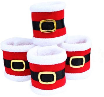Kerstman Servetringen Voor Kerst Diner Tafel Versieren Duurzaam Serviette Houder Voor Tafel Thuis Restaurent Hotel 4Pc #30