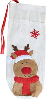 Kerstman Sneeuwpop Elanden Wijnfles Zakken Kerstversiering Champagne Houders Voor Xmas Thuis Diner Party Tafel Decors B