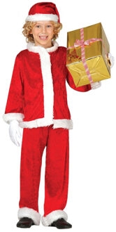 Kerstmannen pluche verkleedkleding pak 3-delig voor jongens/meisjes/kinderen 3-4 jaar (92-104)