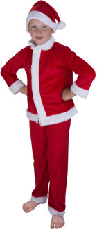 Kerstmannen verkleedkleding pak met Kerstmuts voor jongens/meisjes/kinderen 4-6 jaar (98-104)