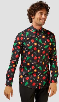 Kerstmis Blouse Heren Zwart met Kerstprints Opposuits Multikleur - Print