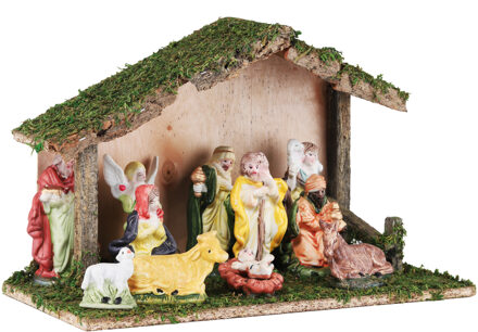 Kerstmis Kerststal - compleet met beeldjes - 31 cm - Kerstdecoratie/Kerstversiering Multi