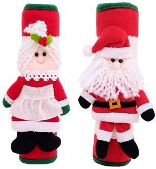Kerstmis Koelkast Handvat Cover Doek Santa Keuken Magnetron Koelkast Deurknop Protector Deurgreep Cover # J3s