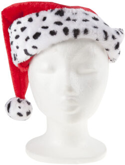 Kerstmuts - dalmatier print - rood - voor volwassenen - 30 x 40 cm