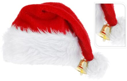 Kerstmuts deluxe met bel rood