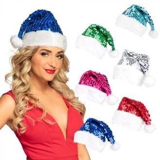 Kerstmuts Glitter Multikleur - Print
