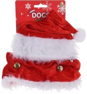 Kerstmutsen voor honden met halsband