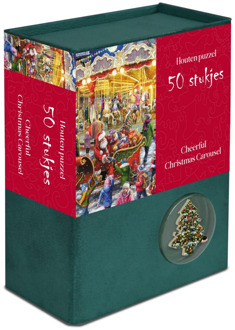 Kerstpuzzel Hout - Cheerful Christmas Carousel (50 stukjes)