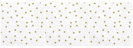 Kerstservetten - 60x - wit - gedecoreerd - 3 laags - feest servetten - kerstdiner