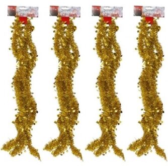 Kerstslinger - 4x - goud - sterretjes - 270 cm - folie/lametta - kerstboomversiering Goudkleurig