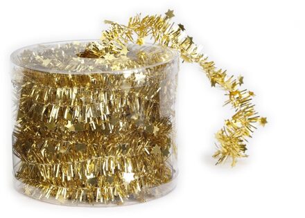 Kerstslinger - goud - kunststof/plastic - 3,5 cm x 700 cm - kerstdecoratie - Kerstslingers Goudkleurig