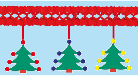 Kerstslinger - kerstbomen - 4 meter - papier - brandvertragend - Feestslingers Multikleur