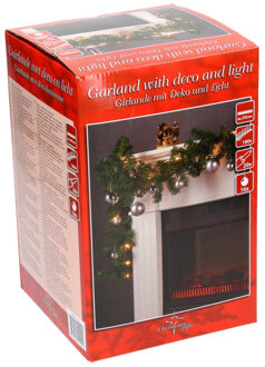 Kerstslinger met 20 lichtjes en 16 ballen goud Multikleur