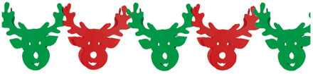 Kerstslinger met rendieren 3 meter groen/rood Multi