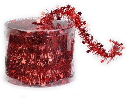 Kerstslinger - rood - folie lametta - 3,5 cm x 700 cm - kerstboom versieringen/decoratie - Kerstslingers