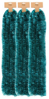 Kerstslingers - 3x - emerald groen - folie - 270 x 5 cm - lametta - kerstboomslinger