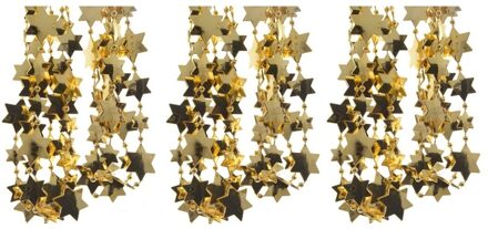Kerstslingers - 3x st - sterren - goud - 270 cm - kunststof - kralenslingers - slingers Goudkleurig
