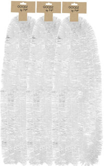 Kerstslingers - 3x - wit - folie - 270 cm x 7,5 cm - lametta - kerstboomslinger