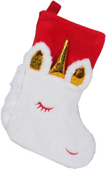 Kerstsok - eenhoorn / unicorn - polyester - 45 cm