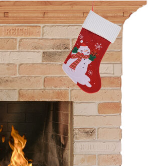 Kerstsok met sneeuwpop print 46 cm