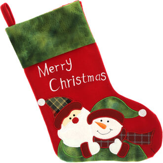 kerstsok - rood/groen - B25 x H45 cm - polyester