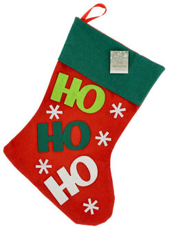 Kerstsok rood/groen Ho Ho Ho 45 cm cm - Kerstversiering/kerstdeco