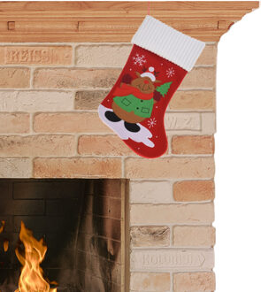 Kerstsok rood met rendier print 46 cm