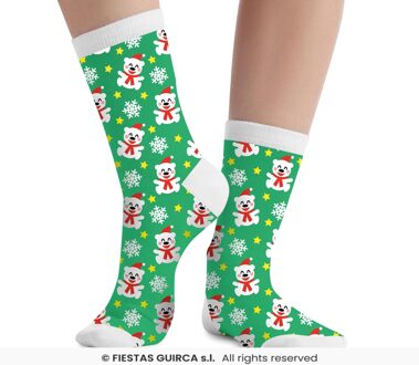 Kerstsokken Ijsbeer Kind Groen